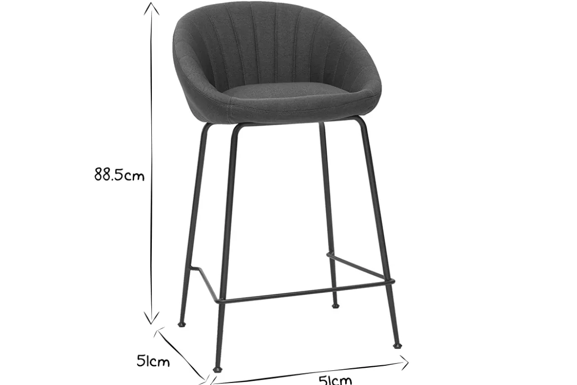 Tabourets de bar design tissu gris foncé 65 cm (lot de 2) SHERU