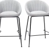 Tabourets de bar design tissu gris clair 65 cm (lot de 2) SHERU