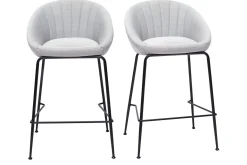 Tabourets de bar design tissu gris clair 65 cm (lot de 2) SHERU