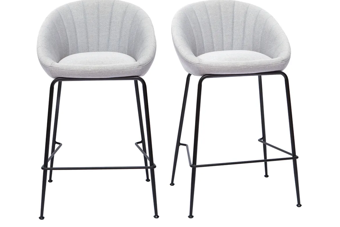 Tabourets de bar design tissu gris clair 65 cm (lot de 2) SHERU