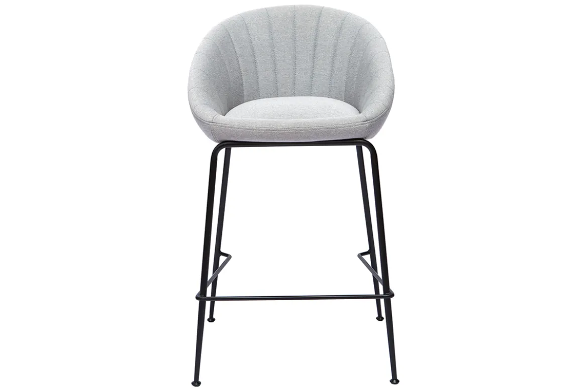 Tabourets de bar design tissu gris clair 65 cm (lot de 2) SHERU