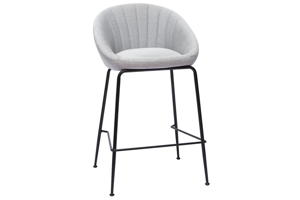 Tabourets de bar design tissu gris clair 65 cm (lot de 2) SHERU