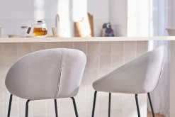 Tabourets de bar design tissu gris clair 65 cm (lot de 2) SHERU