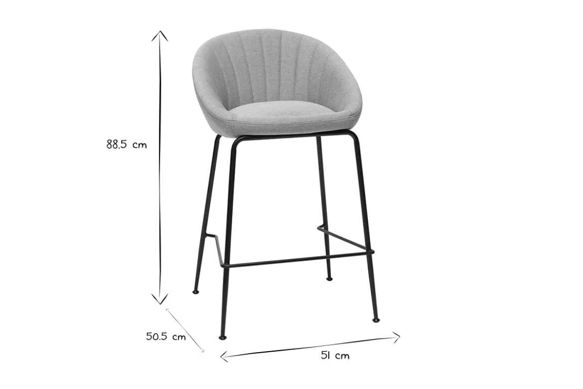 Tabourets de bar design tissu gris clair 65 cm (lot de 2) SHERU