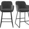 Tabourets de bar effet velours gris foncé H65 cm (lot de 2) AMIKA