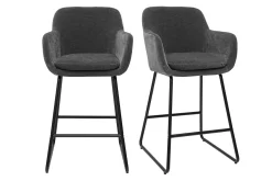 Tabourets de bar effet velours gris foncé H65 cm (lot de 2) AMIKA