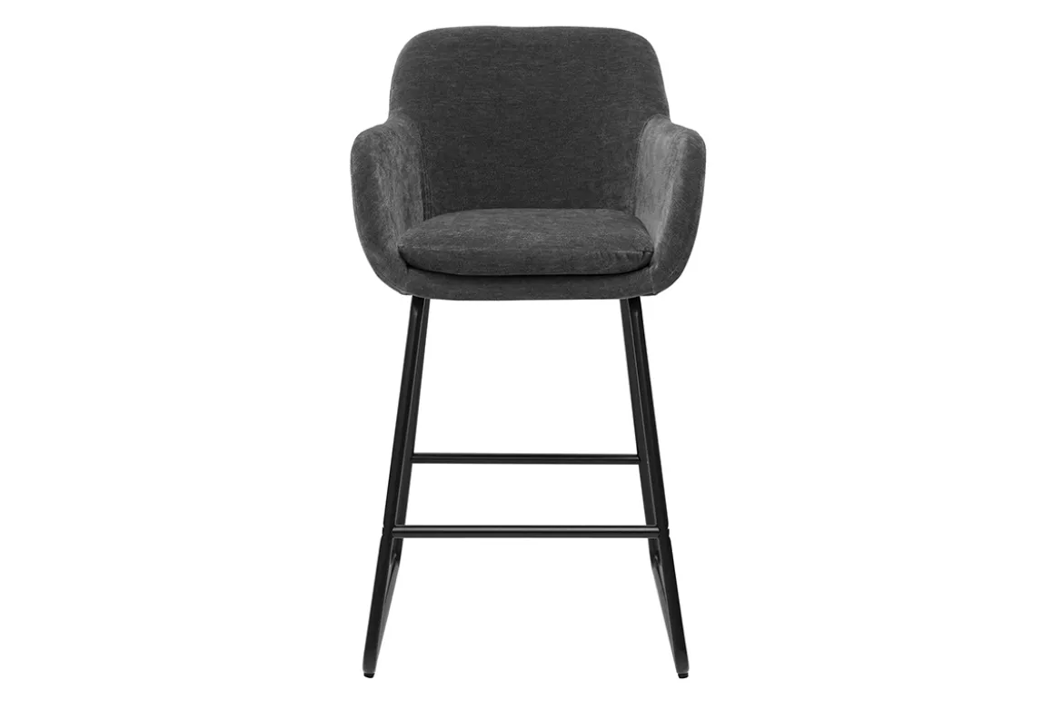 Tabourets de bar effet velours gris foncé H65 cm (lot de 2) AMIKA