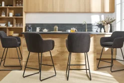 Tabourets de bar effet velours gris foncé H65 cm (lot de 2) AMIKA