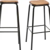 Tabourets de bar empilables noir et bois foncé H77.5 cm (lot de 2) MEMPHIS