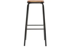 Tabourets de bar empilables noir et bois foncé H77.5 cm (lot de 2) MEMPHIS