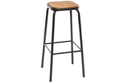 Tabourets de bar empilables noir et bois foncé H77.5 cm (lot de 2) MEMPHIS