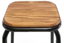 Tabourets de bar empilables noir et bois foncé H77.5 cm (lot de 2) MEMPHIS