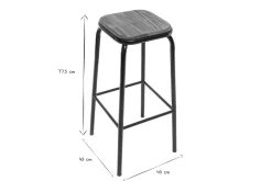 Tabourets de bar empilables noir et bois foncé H77.5 cm (lot de 2) MEMPHIS