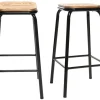 Tabourets de bar empilables noir et bois foncé H65 cm (lot de 2) MEMPHIS