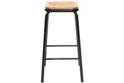 Tabourets de bar empilables noir et bois foncé H65 cm (lot de 2) MEMPHIS