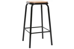 Tabourets de bar empilables noir et bois foncé H65 cm (lot de 2) MEMPHIS