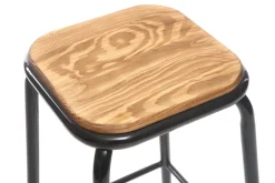 Tabourets de bar empilables noir et bois foncé H65 cm (lot de 2) MEMPHIS