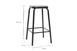 Tabourets de bar empilables noir et bois foncé H65 cm (lot de 2) MEMPHIS