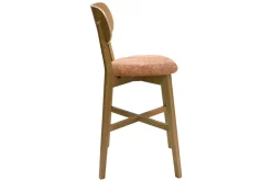 Tabourets de bar en bois clair chêne et tissu effet velours terre brûlée H65 cm (lot de 2) LUCIA