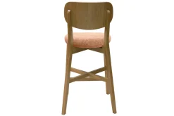 Tabourets de bar en bois clair chêne et tissu effet velours terre brûlée H65 cm (lot de 2) LUCIA