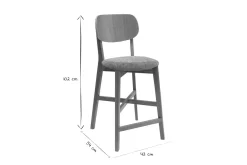 Tabourets de bar en bois clair chêne et tissu effet velours terre brûlée H65 cm (lot de 2) LUCIA