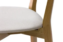 Tabourets de bar en bois clair chêne et tissu beige H65 cm (lot de 2) LUCIA