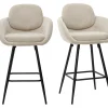 Tabourets de bar en tissu chenille beige et métal noir H68.5 cm (lot de 2) SLAKE