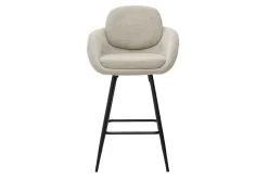 Tabourets de bar en tissu chenille beige et métal noir H68.5 cm (lot de 2) SLAKE