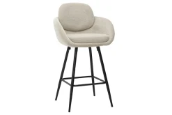 Tabourets de bar en tissu chenille beige et métal noir H68.5 cm (lot de 2) SLAKE