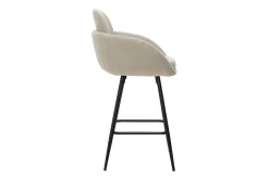 Tabourets de bar en tissu chenille beige et métal noir H68.5 cm (lot de 2) SLAKE