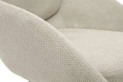 Tabourets de bar en tissu chenille beige et métal noir H68.5 cm (lot de 2) SLAKE