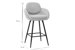 Tabourets de bar en tissu chenille beige et métal noir H68.5 cm (lot de 2) SLAKE