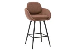 Tabourets de bar en tissu chenille terre brûlée et métal noir H68.5 cm (lot de 2) SLAKE