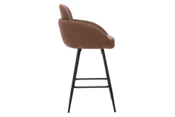Tabourets de bar en tissu chenille terre brûlée et métal noir H68.5 cm (lot de 2) SLAKE
