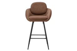 Tabourets de bar en tissu chenille terre brûlée et métal noir H68.5 cm (lot de 2) SLAKE