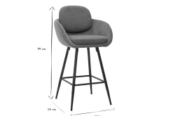 Tabourets de bar en tissu chenille terre brûlée et métal noir H68.5 cm (lot de 2) SLAKE