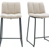 Tabourets de bar en tissu chenille beige et métal noir H65.6 cm (lot de 2) VISTO