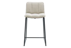 Tabourets de bar en tissu chenille beige et métal noir H65.6 cm (lot de 2) VISTO