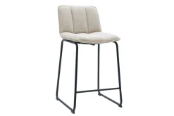 Tabourets de bar en tissu chenille beige et métal noir H65.6 cm (lot de 2) VISTO