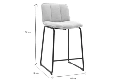Tabourets de bar en tissu chenille beige et métal noir H65.6 cm (lot de 2) VISTO
