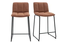 Tabourets de bar en tissu chenille terre brûlée et métal noir H65.6 cm (lot de 2) VISTO
