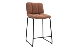 Tabourets de bar en tissu chenille terre brûlée et métal noir H65.6 cm (lot de 2) VISTO