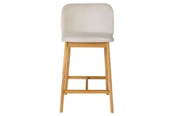 Tabourets de bar en tissu effet velours texturé beige et bois clair H69 cm (lot de 2) TIEGA