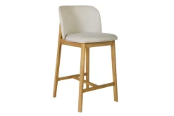 Tabourets de bar en tissu effet velours texturé beige et bois clair H69 cm (lot de 2) TIEGA