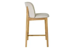 Tabourets de bar en tissu effet velours texturé beige et bois clair H69 cm (lot de 2) TIEGA