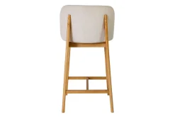 Tabourets de bar en tissu effet velours texturé beige et bois clair H69 cm (lot de 2) TIEGA