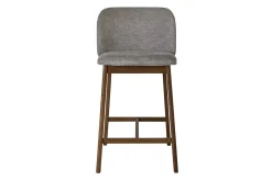 Tabourets de bar en tissu effet velours texturé gris et bois foncé H69 cm (lot de 2) TIEGA