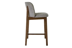 Tabourets de bar en tissu effet velours texturé gris et bois foncé H69 cm (lot de 2) TIEGA