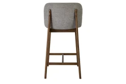 Tabourets de bar en tissu effet velours texturé gris et bois foncé H69 cm (lot de 2) TIEGA