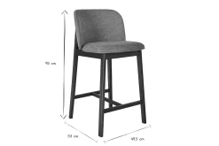 Tabourets de bar en tissu effet velours texturé gris et bois foncé H69 cm (lot de 2) TIEGA